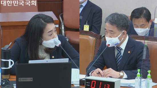 (왼)더불어민주당 최혜영 의원(오)보건복지부 박능후 장관.ⓒ국회방송 캡쳐